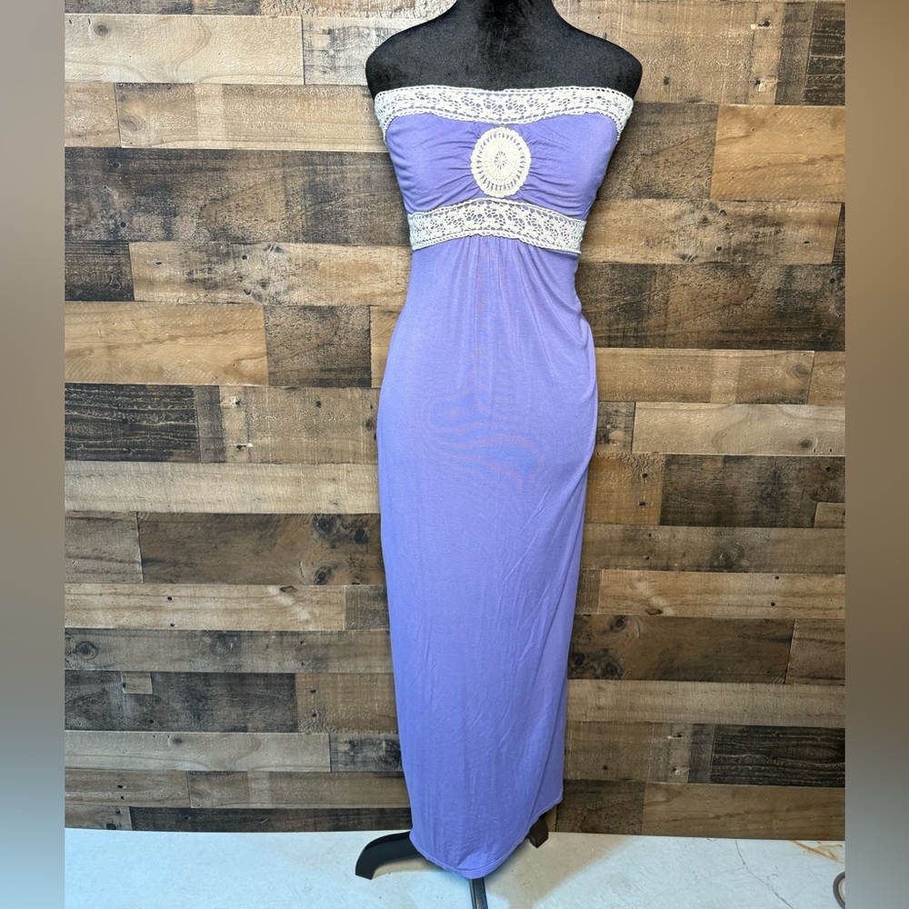 Venus Women's Purple White Lace Strapless Summer Dress Size Extra Small XS CT